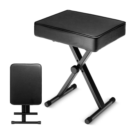 5 Core 5 Core Keyboard Bench Heavy Duty X Style Piano Stool Height Adjustable Max 21.2" w Thick Padded Seat KBB BLK HD